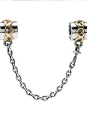 Pandora Two-Tone Heart Safety Chain in Silver and Gold